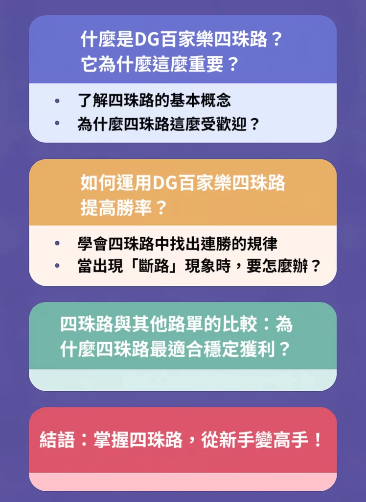 財神百家樂四珠路是什麼？新手升級高手的關鍵秘訣來了！